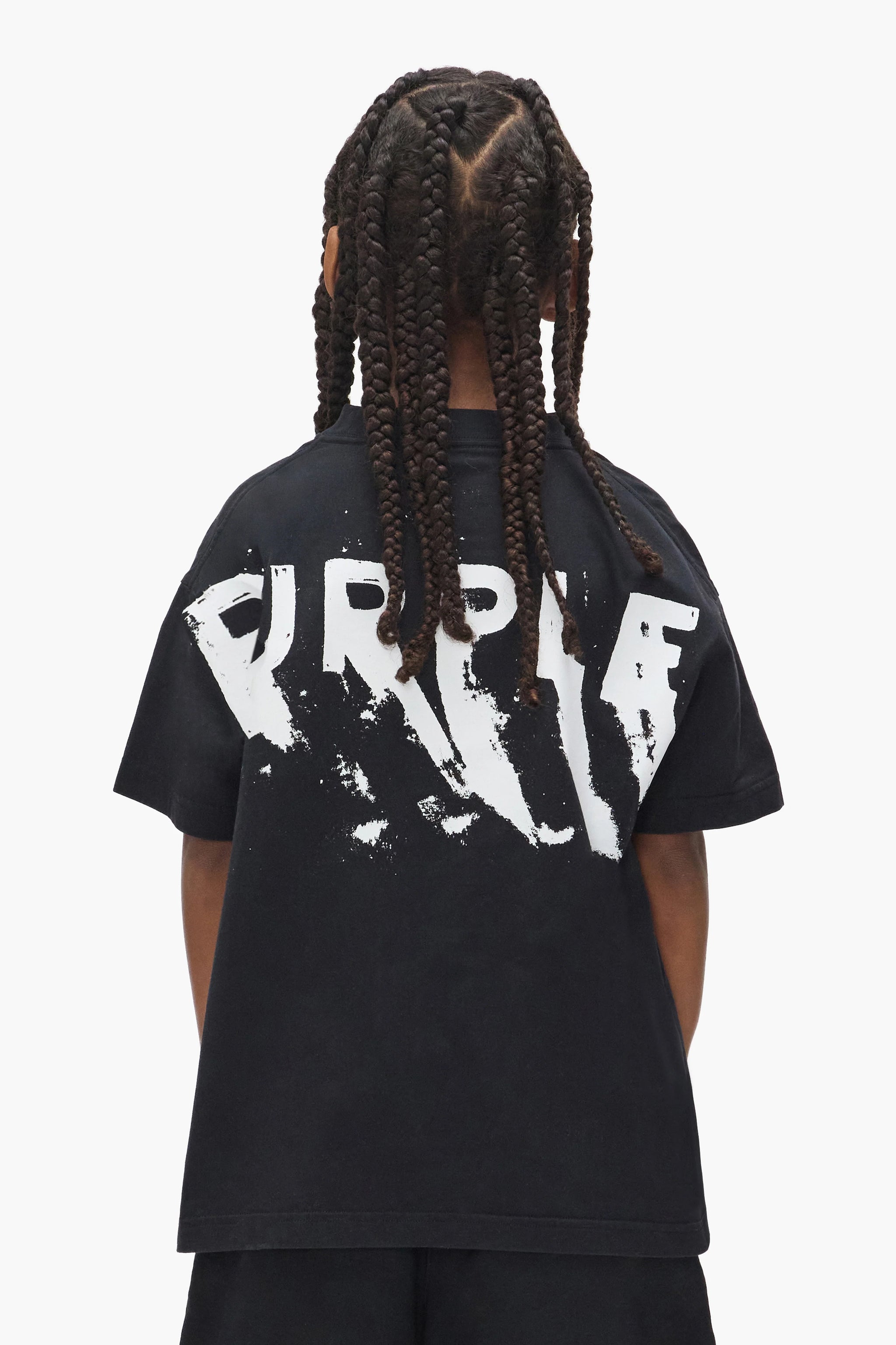 Purple Brand Kids' Painted Wordmark Tee Black