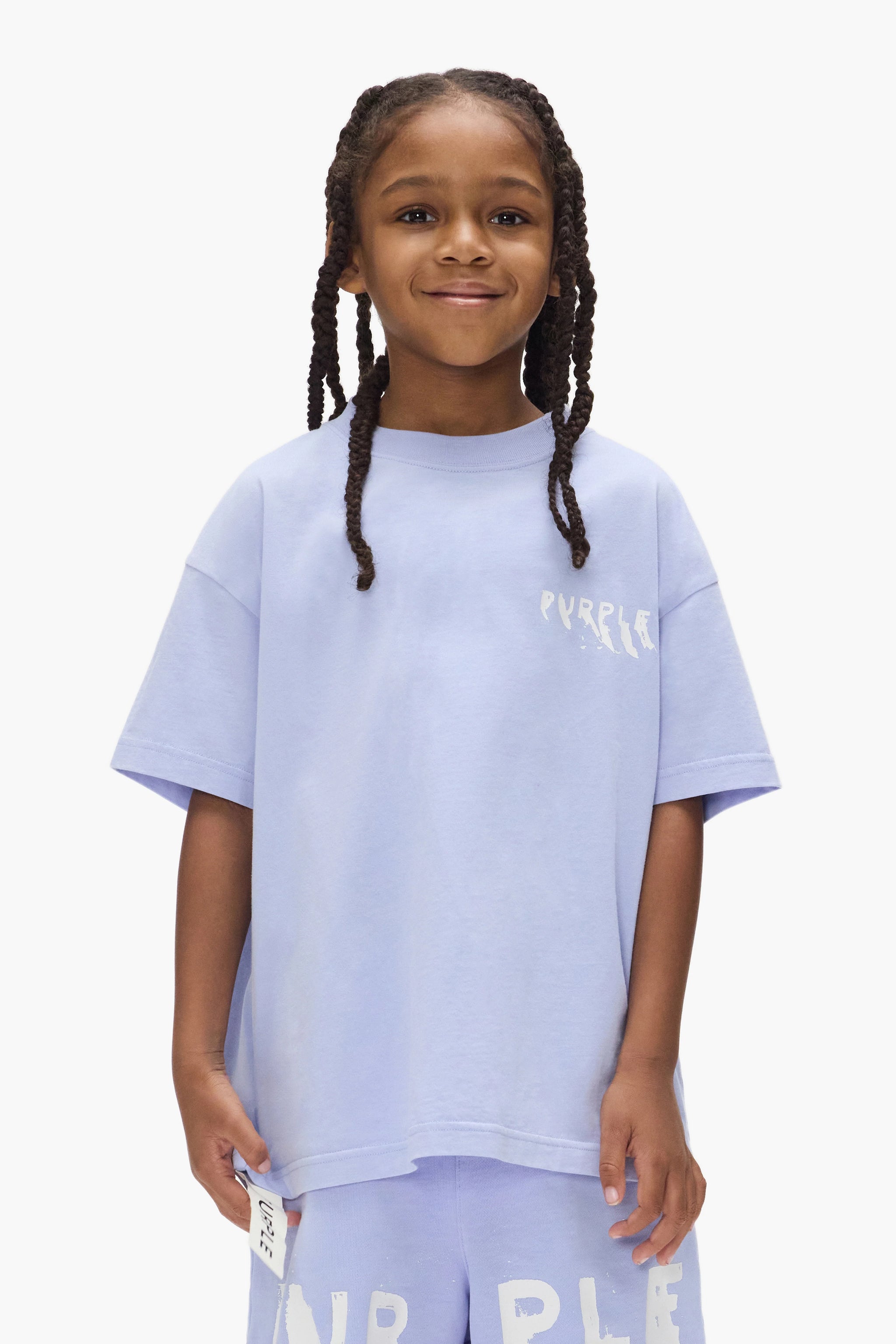 Purple Brand Kids Painted Wordmark Short Set Baby Lavender