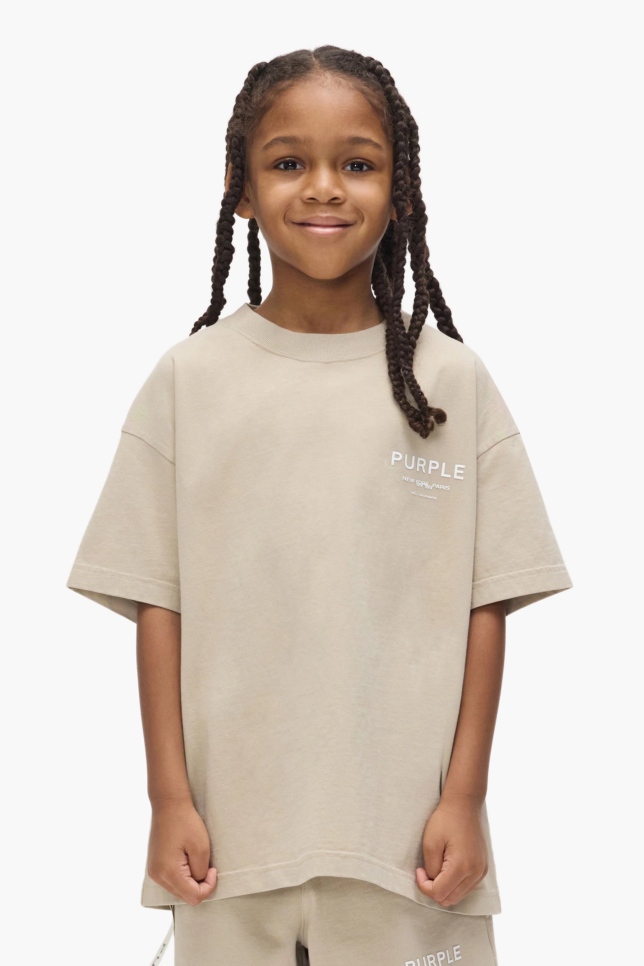 Purple Brand Kids Cities Short Set Plaza Taupe