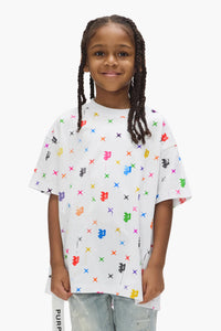 Purple Brand Kids Painted Monogram Cotton Jersey Tee White