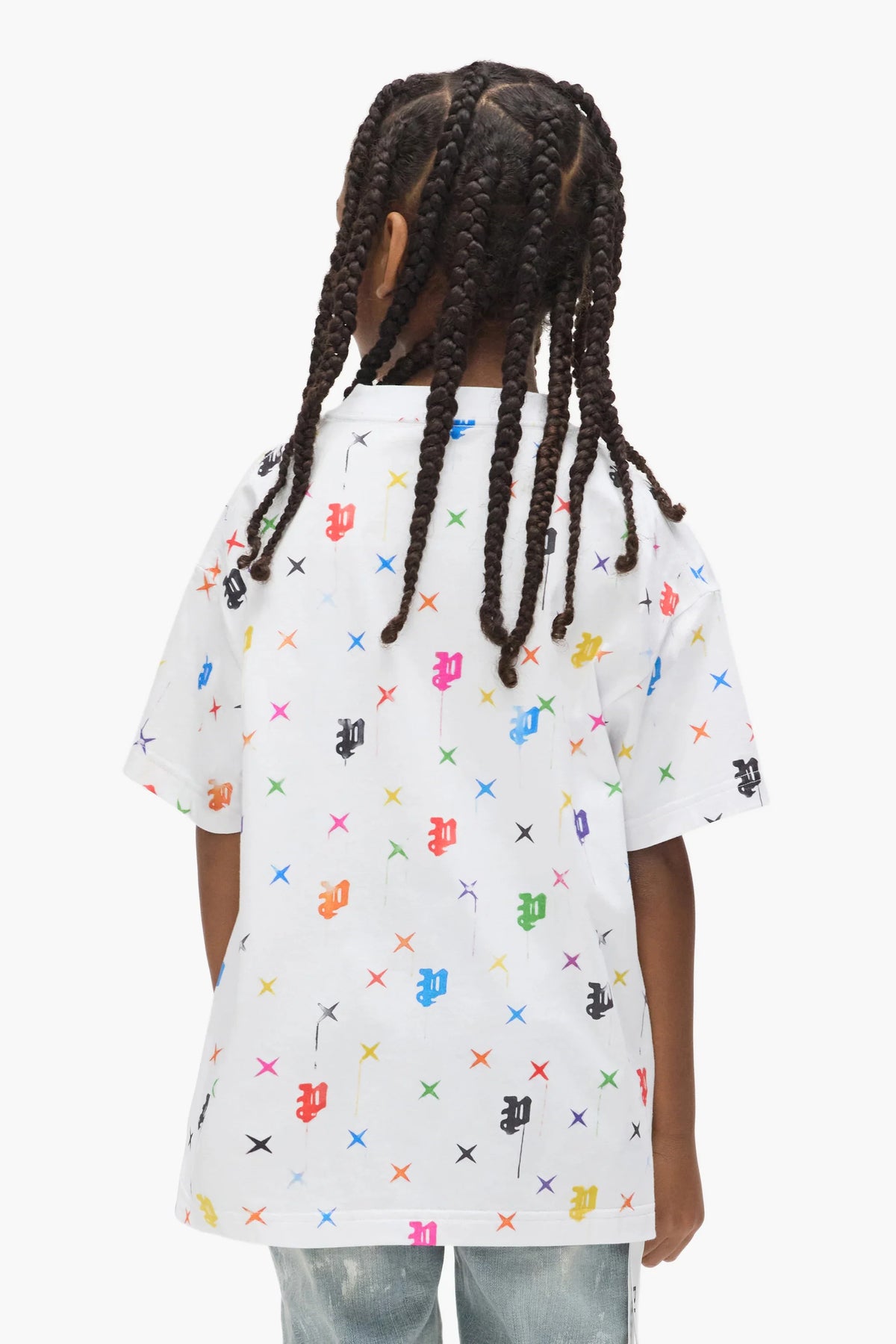 Purple Brand Kids Painted Monogram Cotton Jersey Tee White