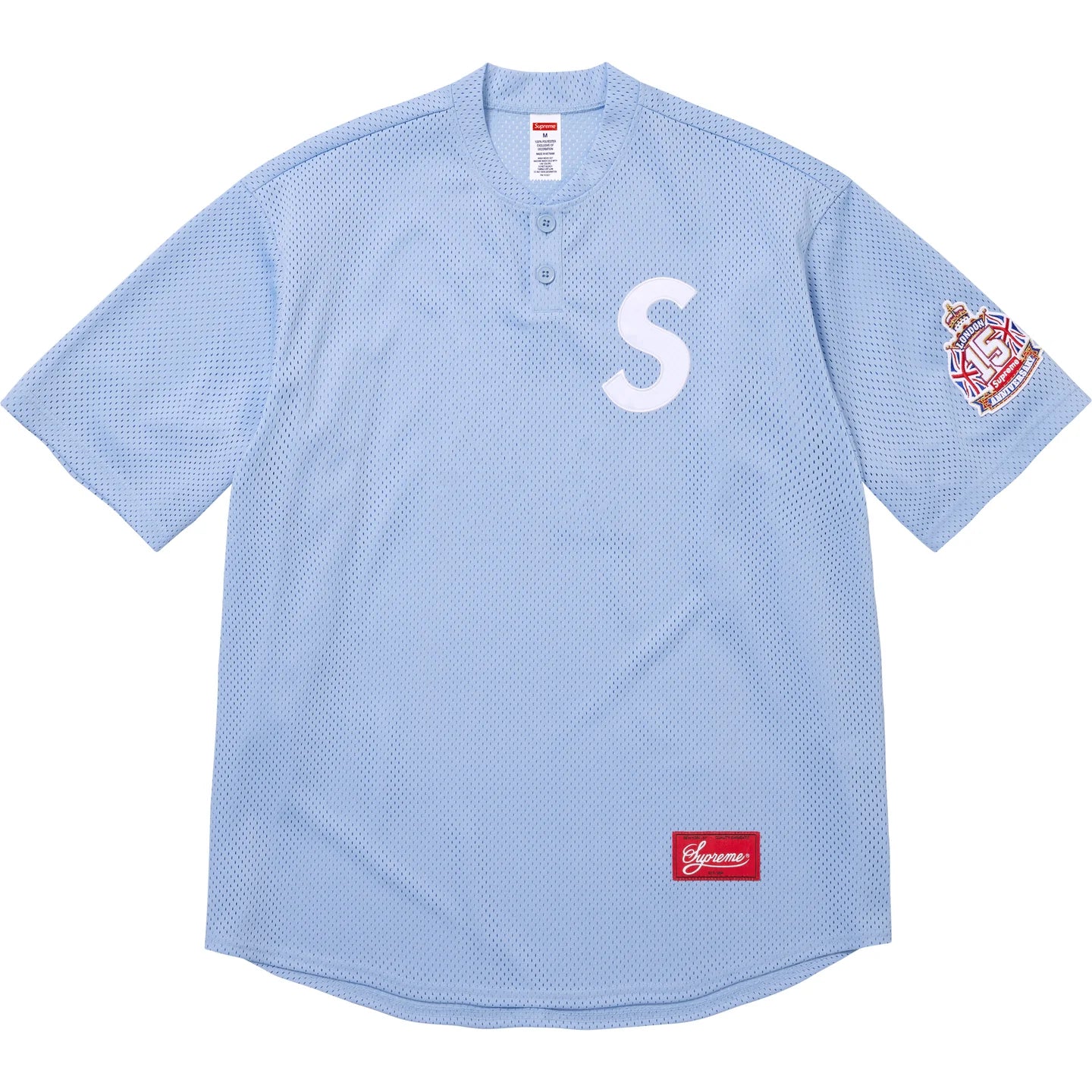 Supreme S Logo Baseball Henley Jersey Light Blue London