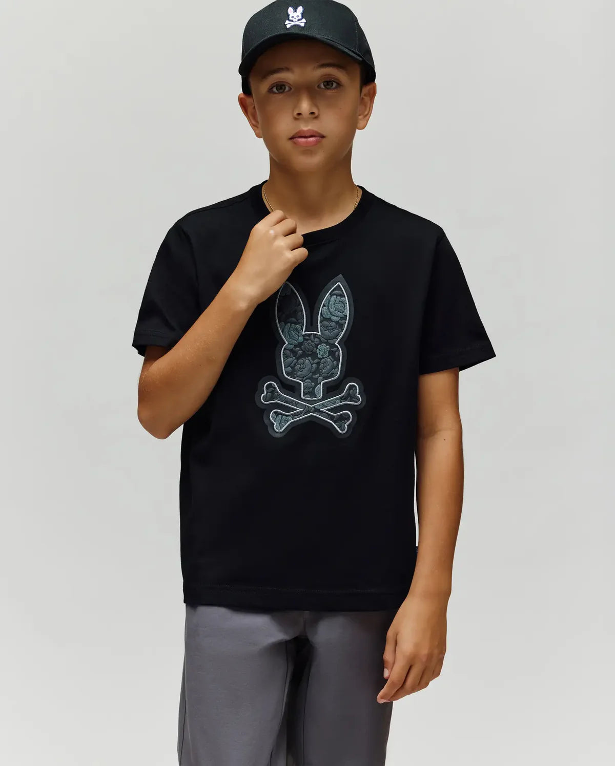 Psycho Bunny Kids Rowen Bunny Graphic Tee Black