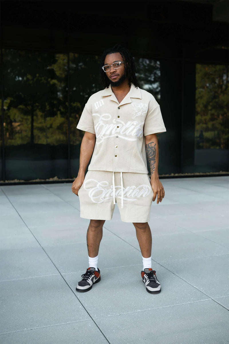 Mixed Emotion Signature Short set Cream