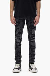 Purple Brand Skinny Grunge Print Jeans Black