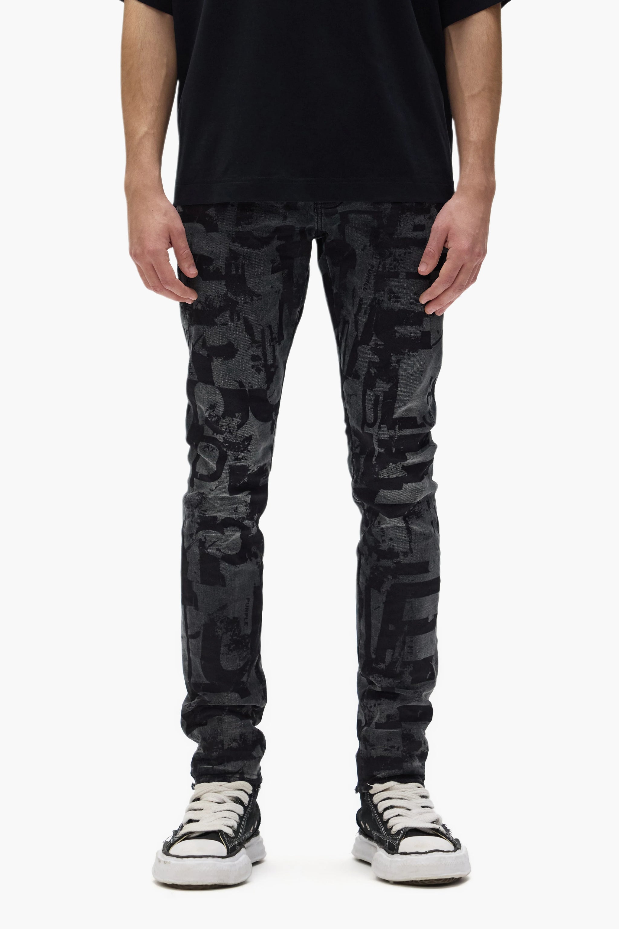 Purple Brand Skinny Grunge Print Jeans Black