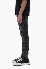 Purple Brand Skinny Grunge Print Jeans Black