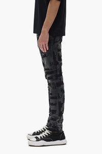 Purple Brand Skinny Grunge Print Jeans Black