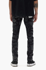 Purple Brand Skinny Grunge Print Jeans Black