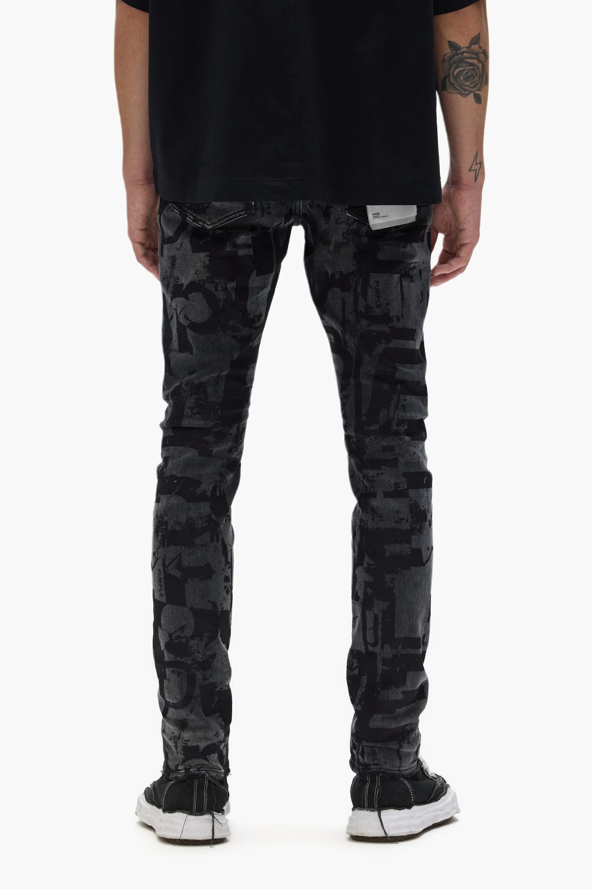 Purple Brand Skinny Grunge Print Jeans Black