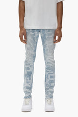 Purple Brand Skinny Grunge Print Jeans light Indigo
