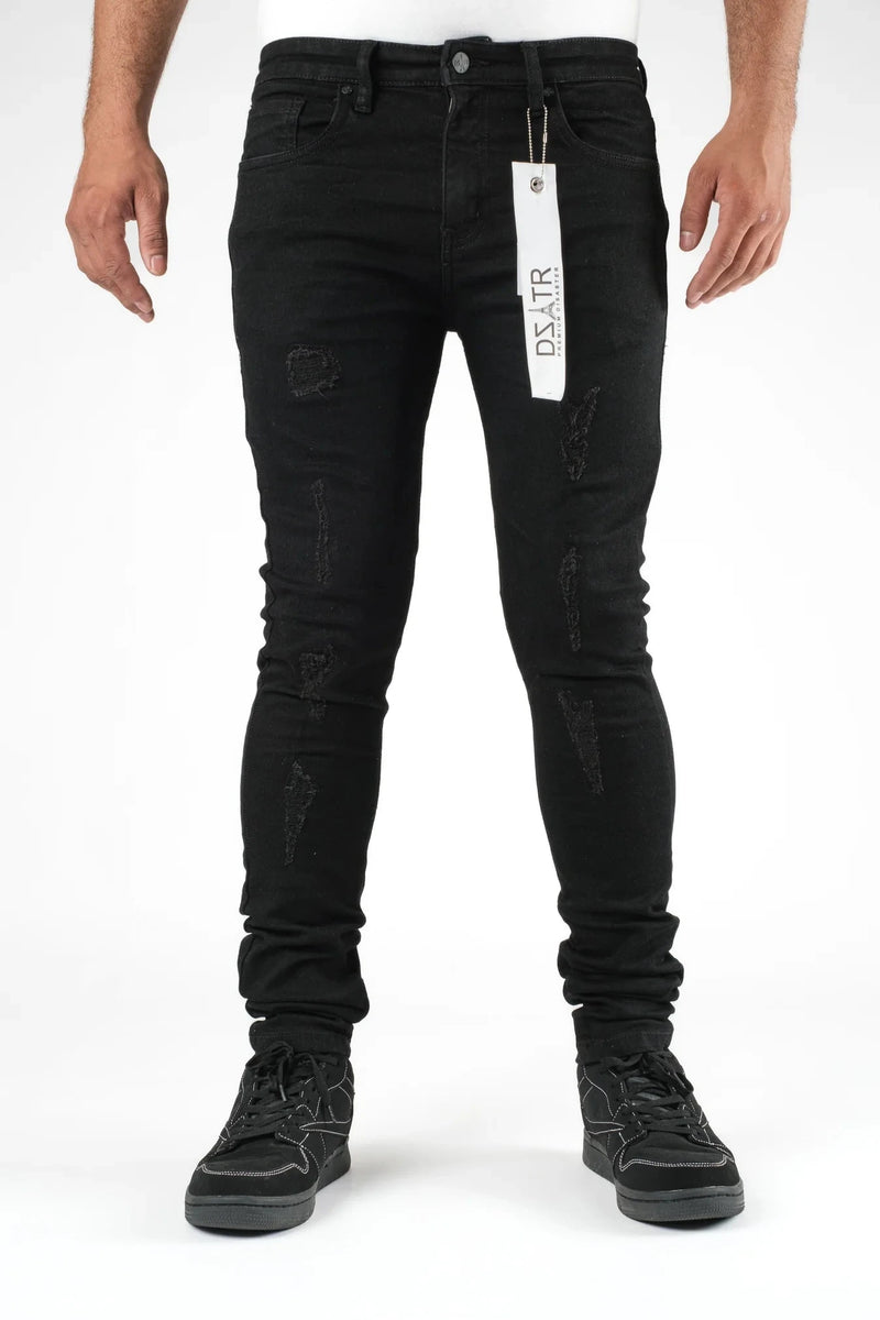 Premium disaster Men's ripped stretch jean Black