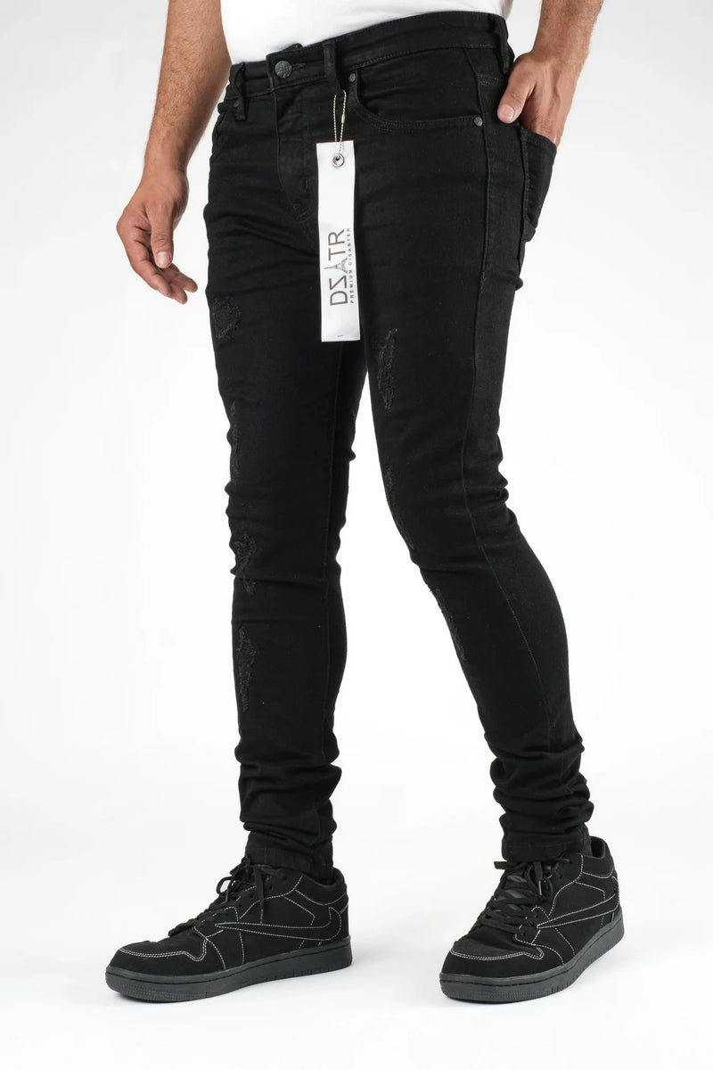 Premium disaster Men's ripped stretch jean Black