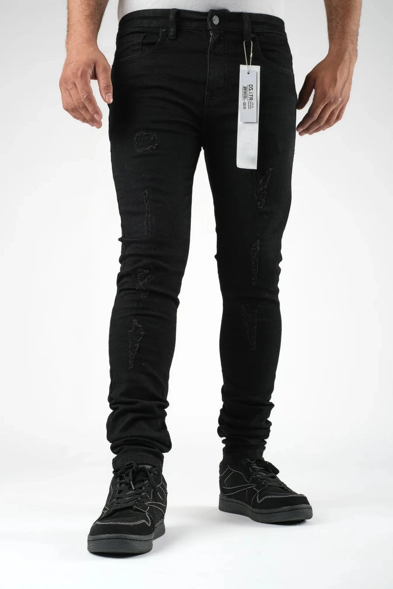 Premium disaster Men's ripped stretch jean Black