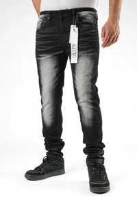 Premium disaster Men's ripped stretch jean chevron wash