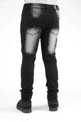 Premium disaster Men's ripped stretch jean chevron wash