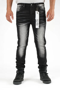 Premium disaster Men's ripped stretch jean chevron wash