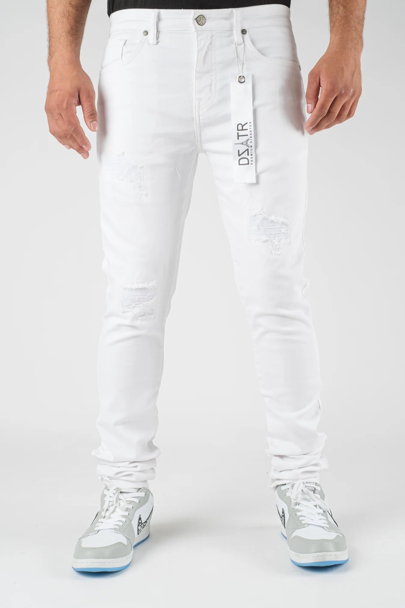 Premium Disaster Men's classic ultra stretch denim jean white