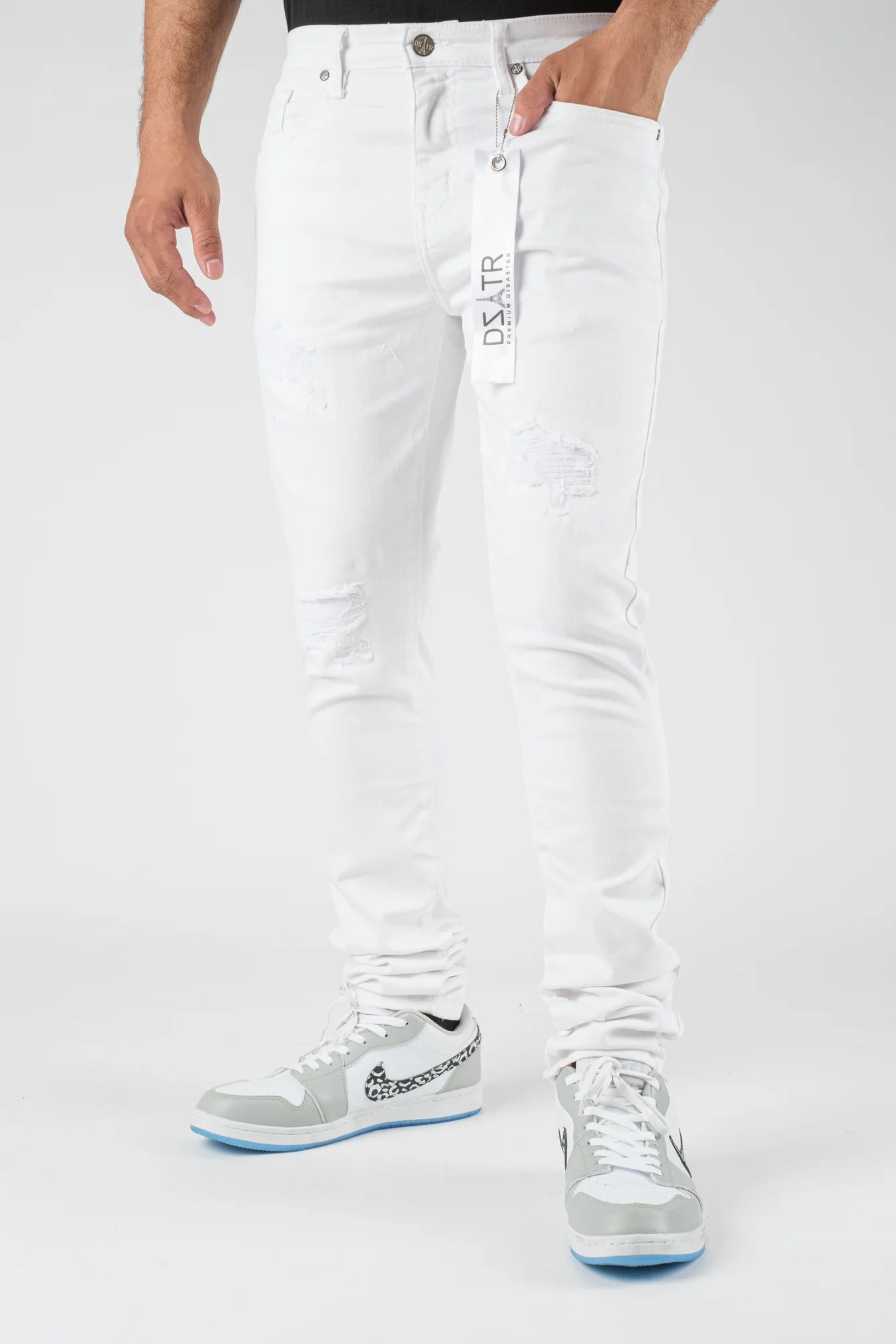 Premium Disaster Men's classic ultra stretch denim jean white
