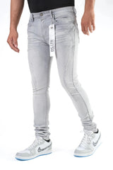 Premium disaster Men's ripped stretch jean basic grey