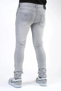 Premium disaster Men's ripped stretch jean basic grey