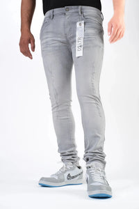 Premium disaster Men's ripped stretch jean basic grey