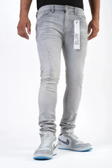 Premium disaster Men's ripped stretch jean basic grey