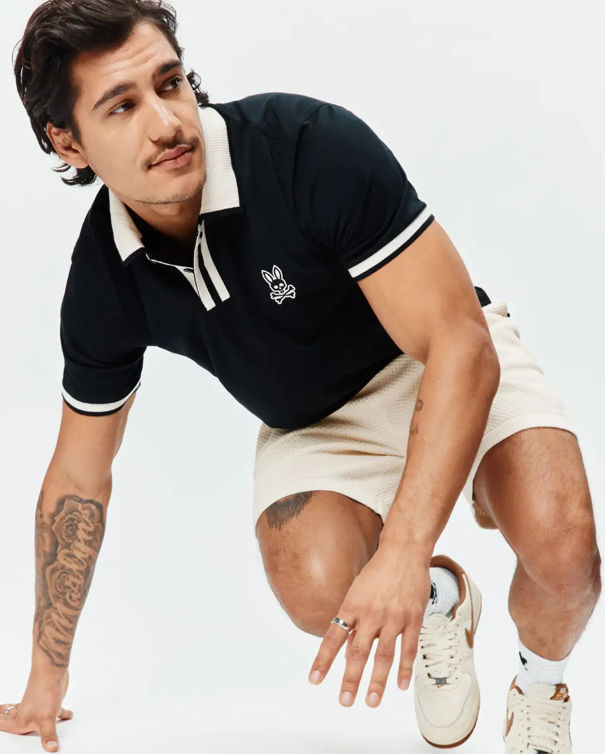 Psycho Bunny Ridley Performance Pique Polo Black