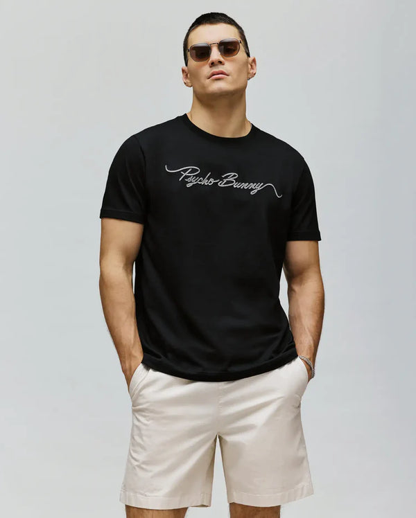 Psycho Bunny Men's Cyrus Wordmark Graphic Tee - Black