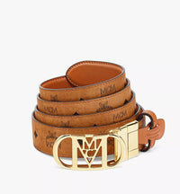MCM Cognac travia reversible belt 1 in embossed leather