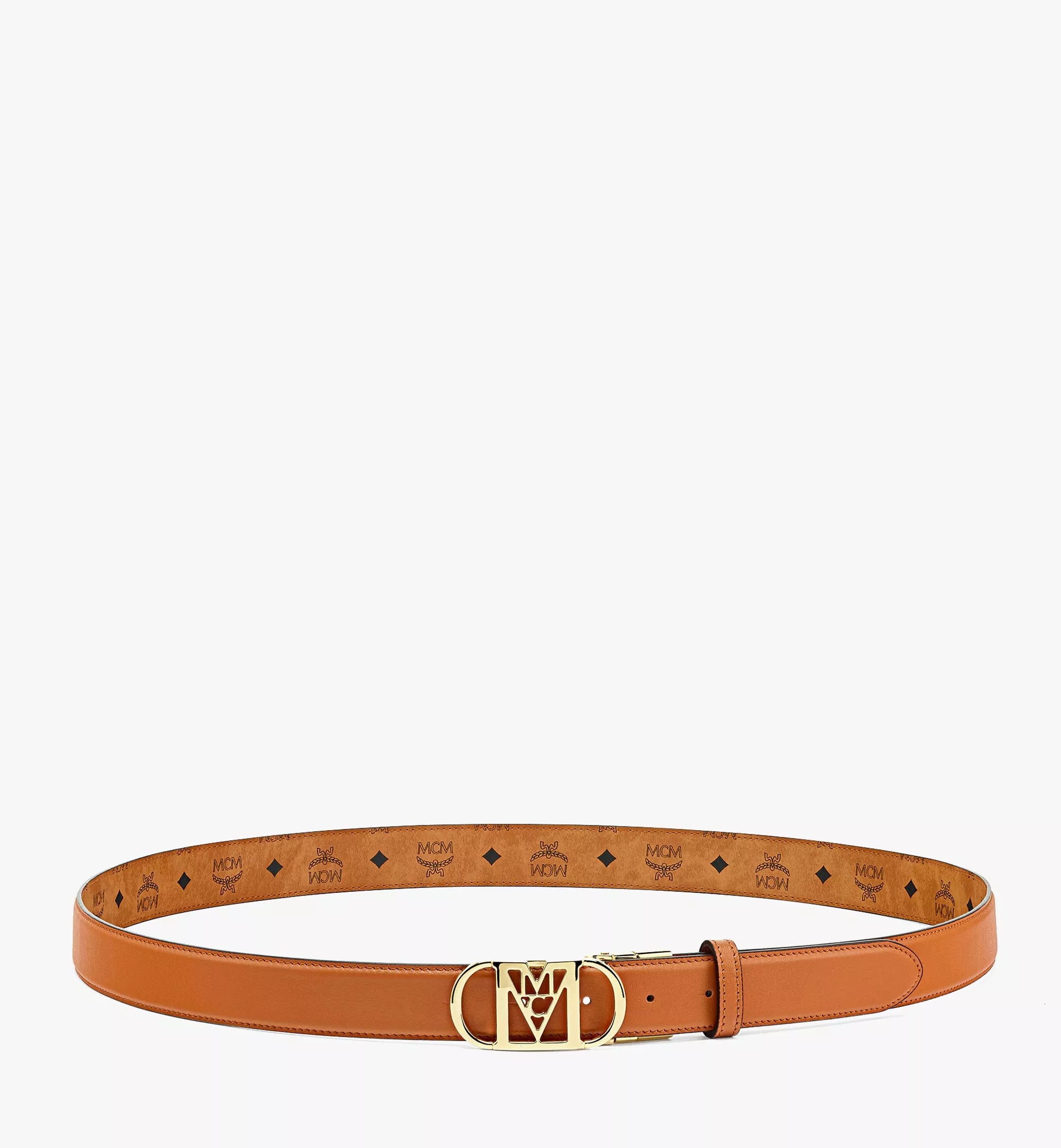 MCM Cognac travia reversible belt 1 in embossed leather