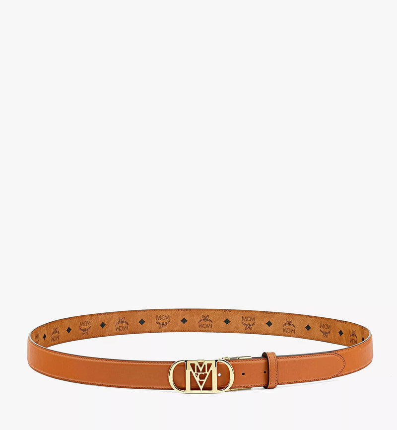 MCM Cognac travia reversible belt 1 in embossed leather