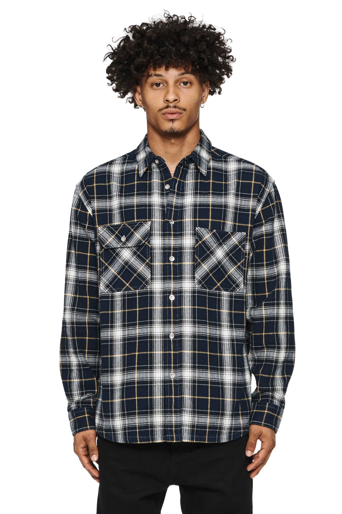 Purple brand (navy plaid flannel shirt)