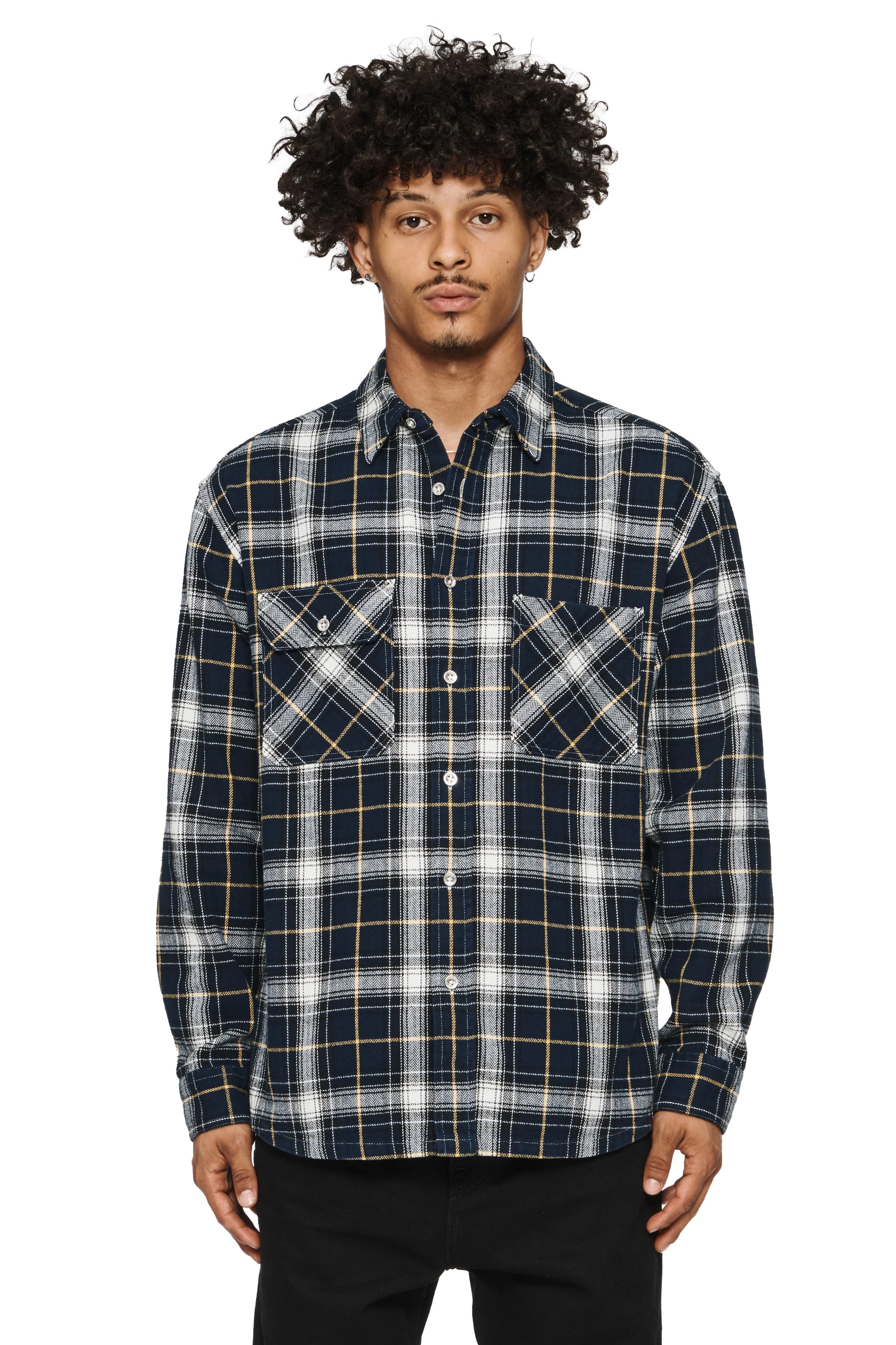 Purple brand (navy plaid flannel shirt)