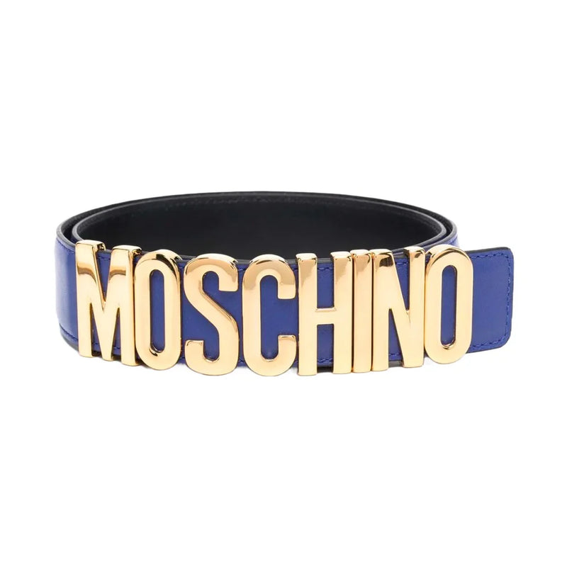 Moschino royal blue /gold belt leather logo