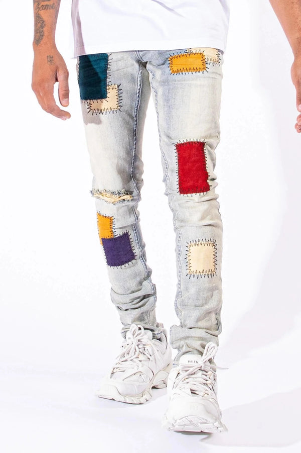 Serenede New World Earth Patchwork Jeans – Multi-Color