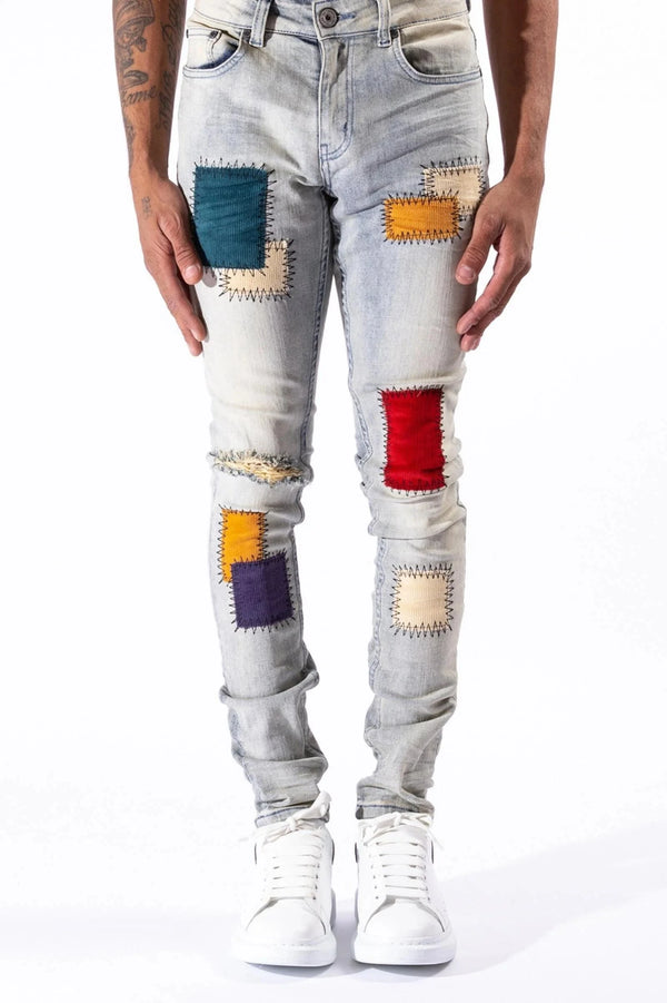 Serenede New World Earth Patchwork Jeans – Multi-Color