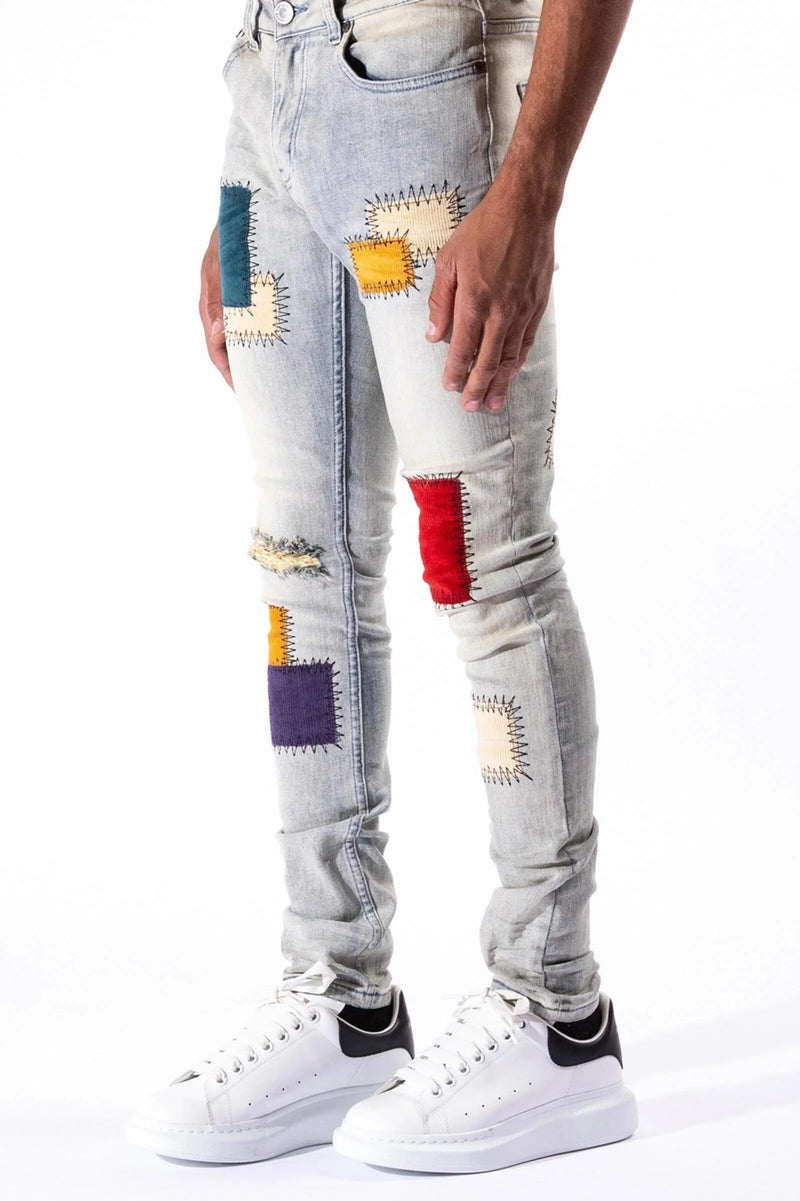 Serenede New World Earth Patchwork Jeans – Multi-Color