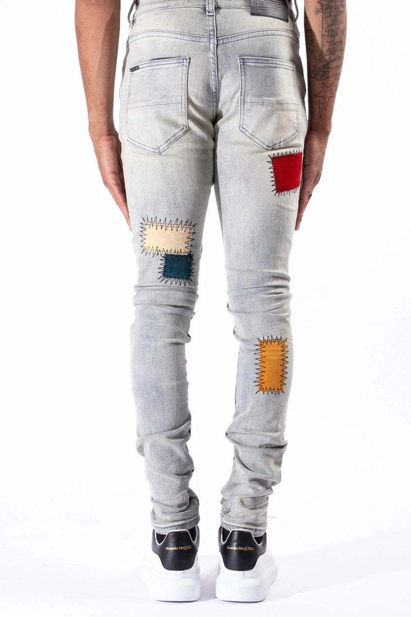 Serenede New World Earth Patchwork Jeans – Multi-Color