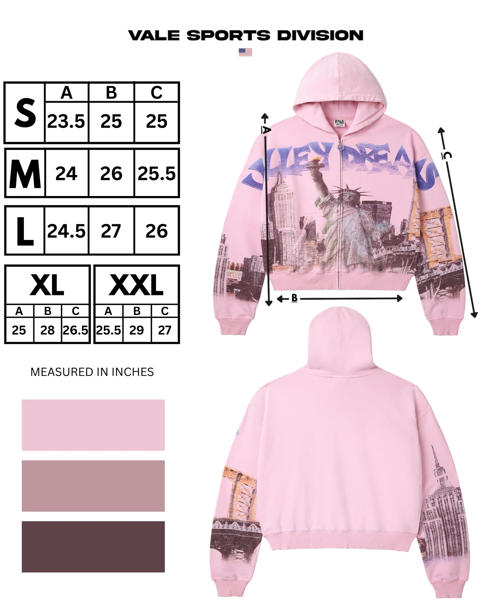 Vale Forever Nyc Zip Up Hoodie Pink