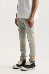 Purple Brand Skinny Pink Mud Distressed Jeans Lt Indigo