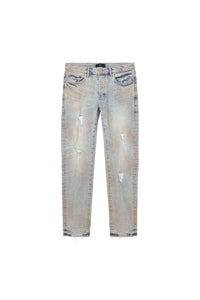 Purple Brand Skinny Pink Mud Distressed Jeans Lt Indigo