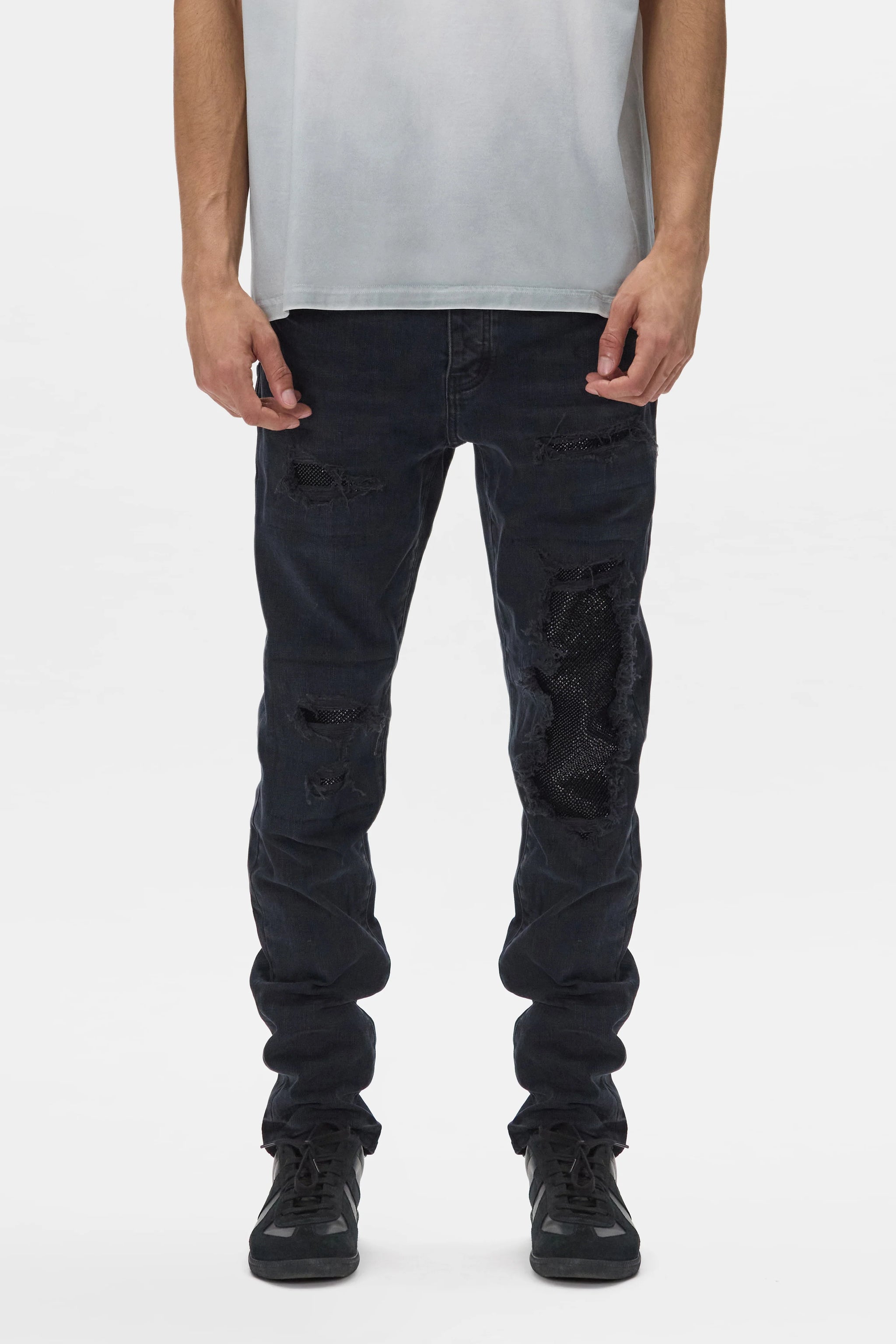 Purple Brand Skinny Beaded Repair Jeans Black