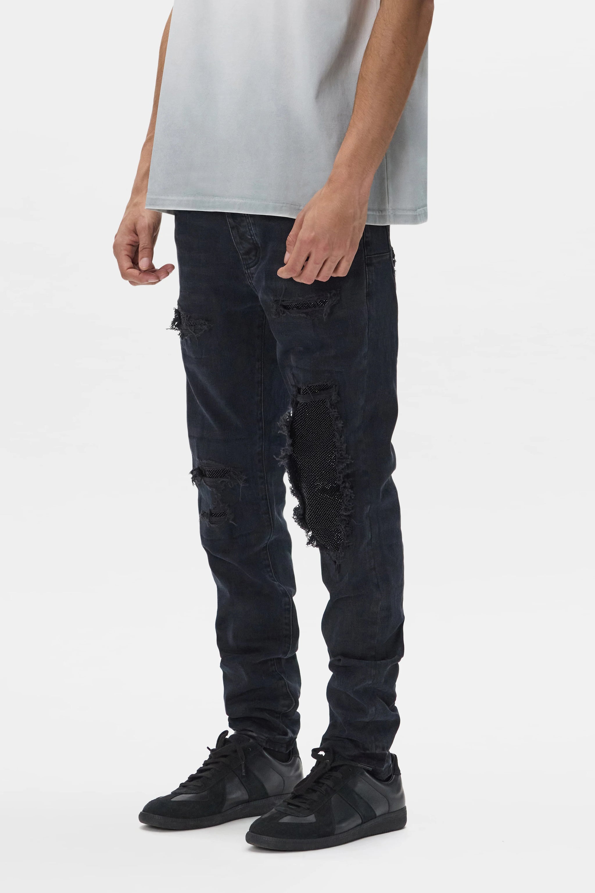 Purple Brand Skinny Beaded Repair Jeans Black