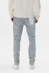 Purple Brand Skinny Jacquard Monogram Jeans Light Indigo