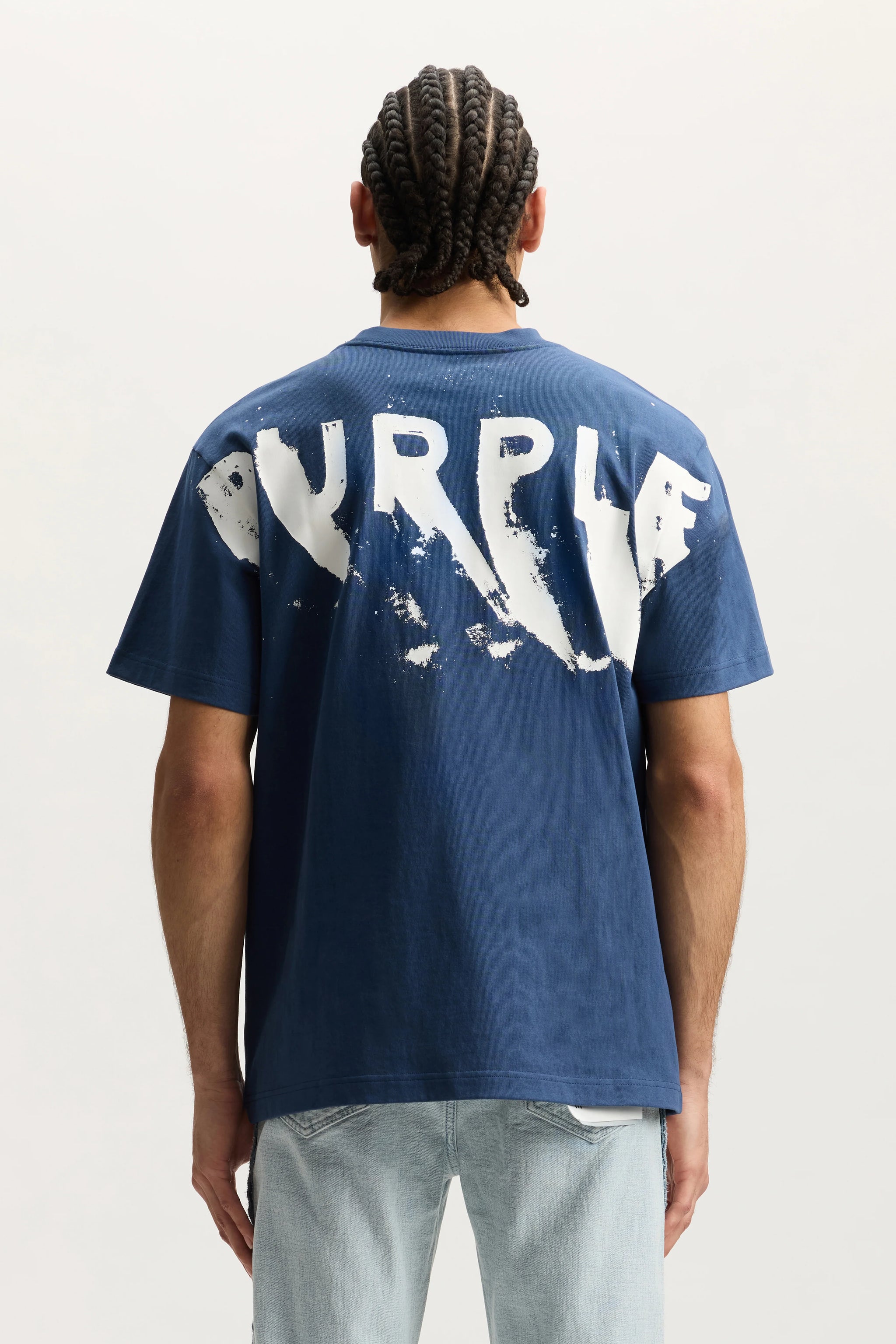 Purple Brand Painted Wordmark Tee Blue