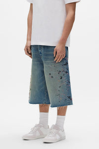 Purple Brand beaded Splatter Shorts Mid Indigo