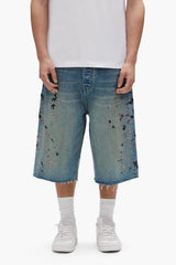Purple Brand beaded Splatter Shorts Mid Indigo