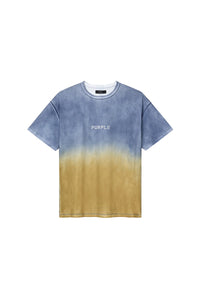 Purple Brand Wordmark Fade Tee Blue Yellow