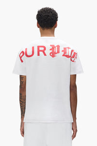 Purple Brand Half & Half Wordmark Tee White